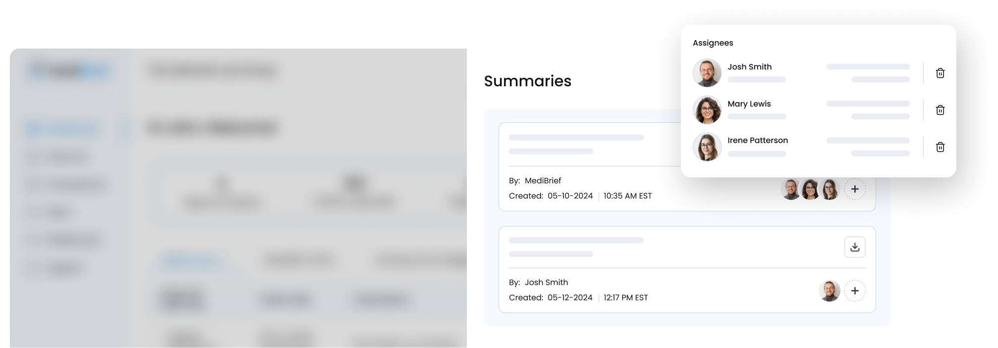 Timestamp and history tracking interface